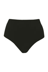 High-Waist Bikini Bottom Black on White Background