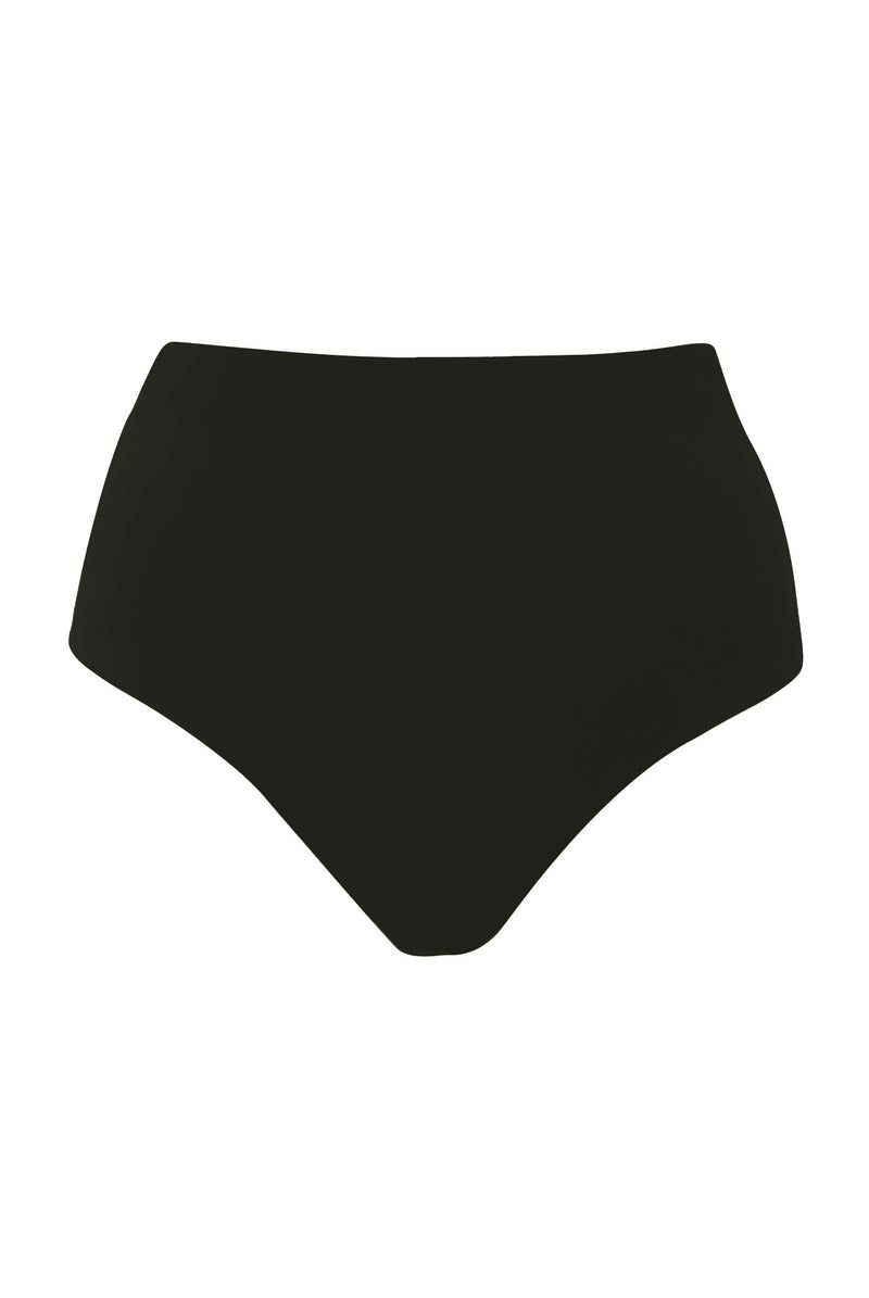 High-Waist Bikini Bottom Black on White Background