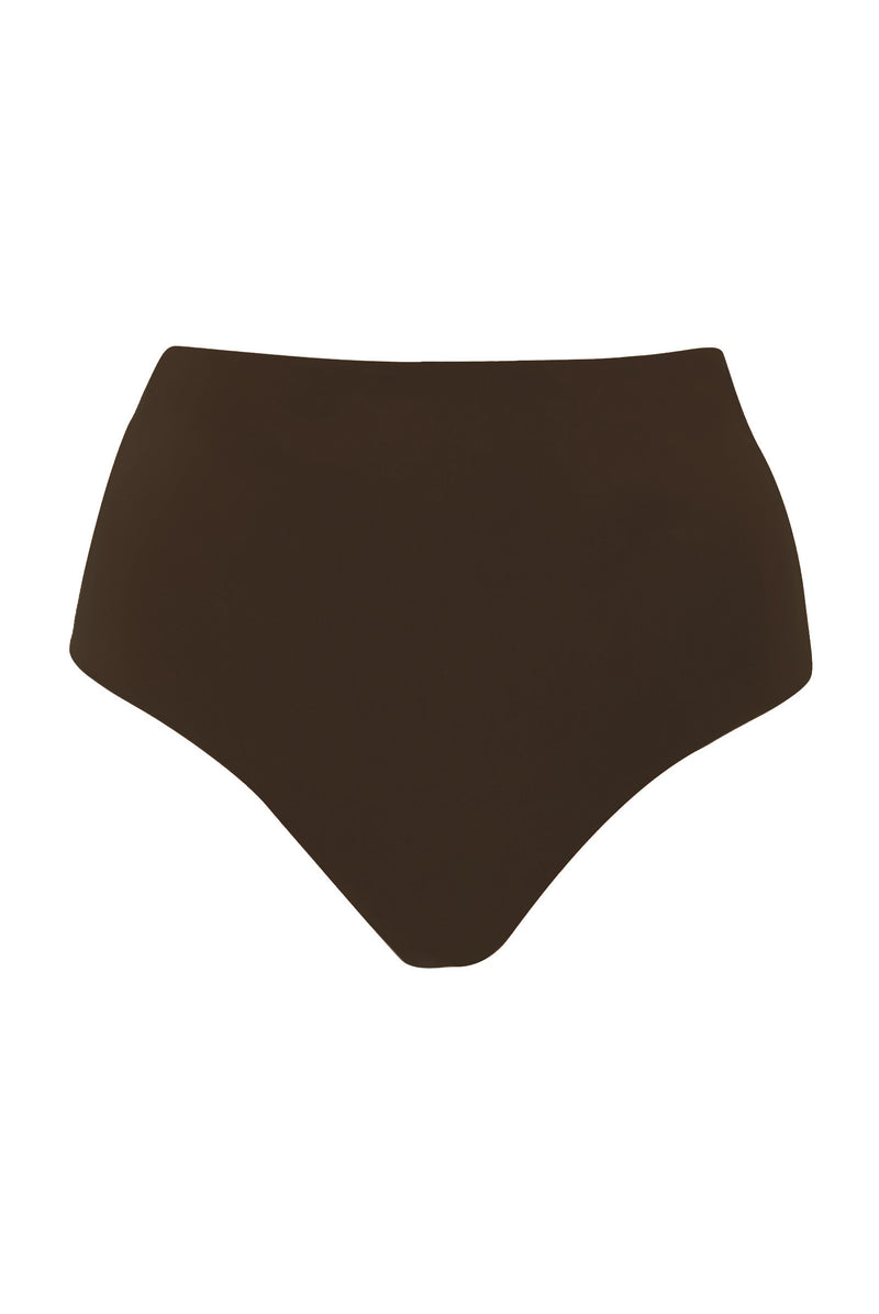 High-Waist Bikini Bottom Espresso on White Background