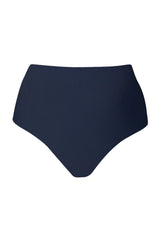High-Waist Bikini Bottom Navy on White Background