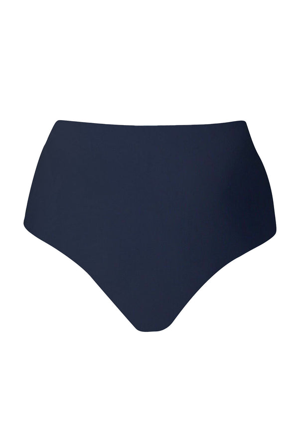High-Waist Bikini Bottom Navy on White Background