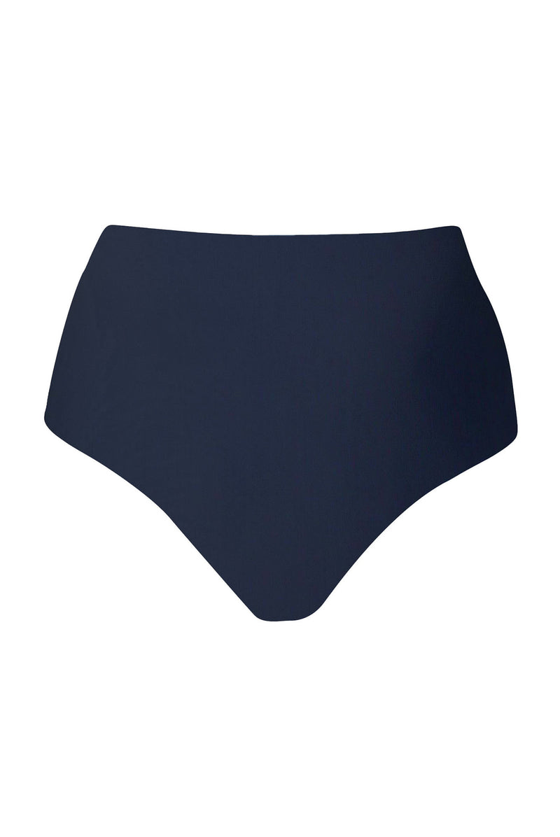 High-Waist Bikini Bottom Navy on White Background