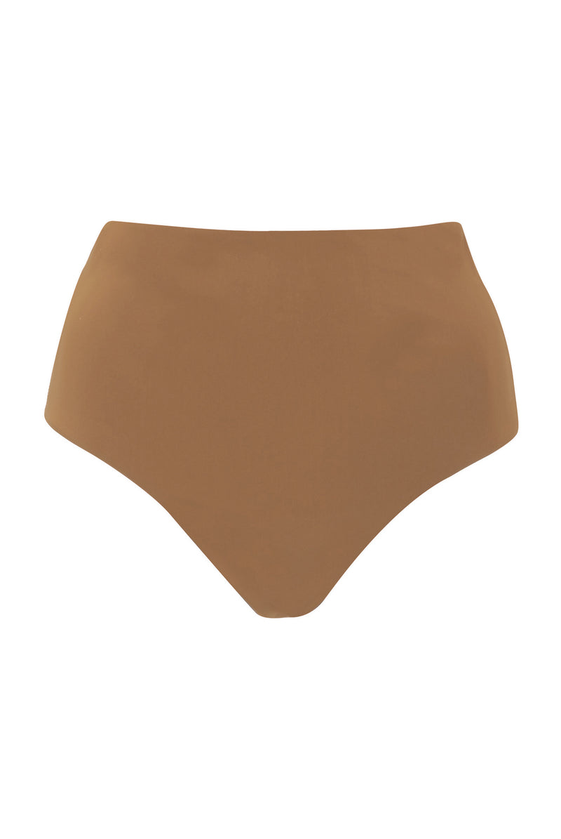 High-Waist Bikini Bottom Sandstone on White Background