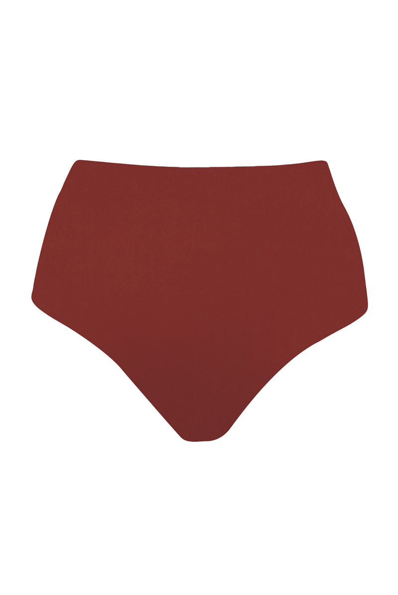 High-Waist Bikini Bottom Umber on White Background