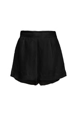High-Waist Short Short in Linen Cupro Black on White Background