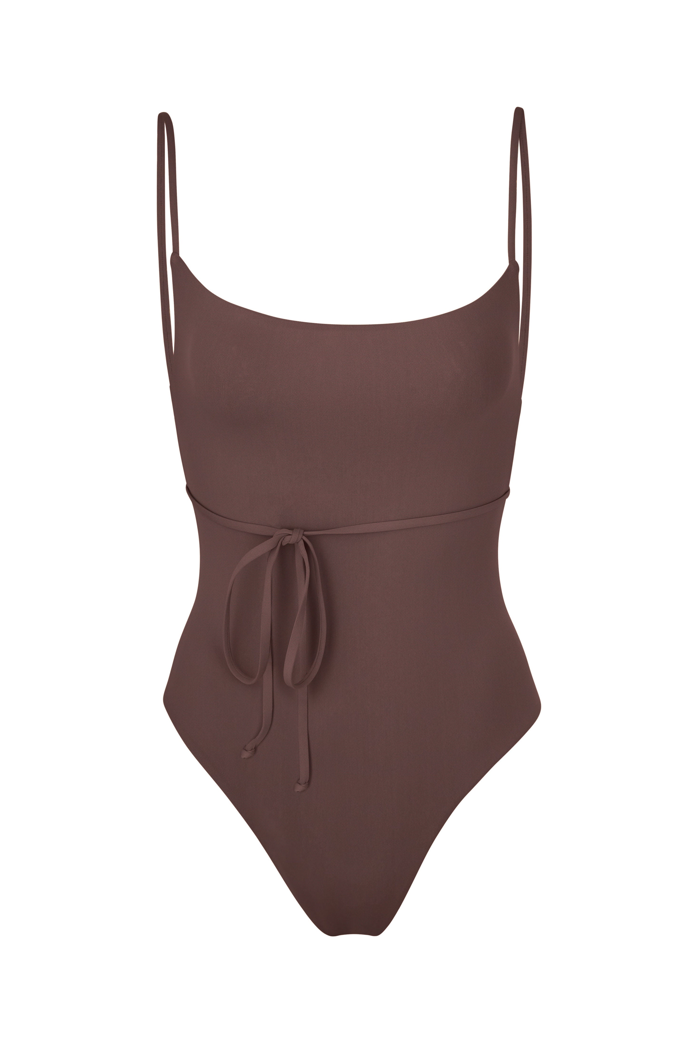 K.M. Tie One-Piece Moka on White Background