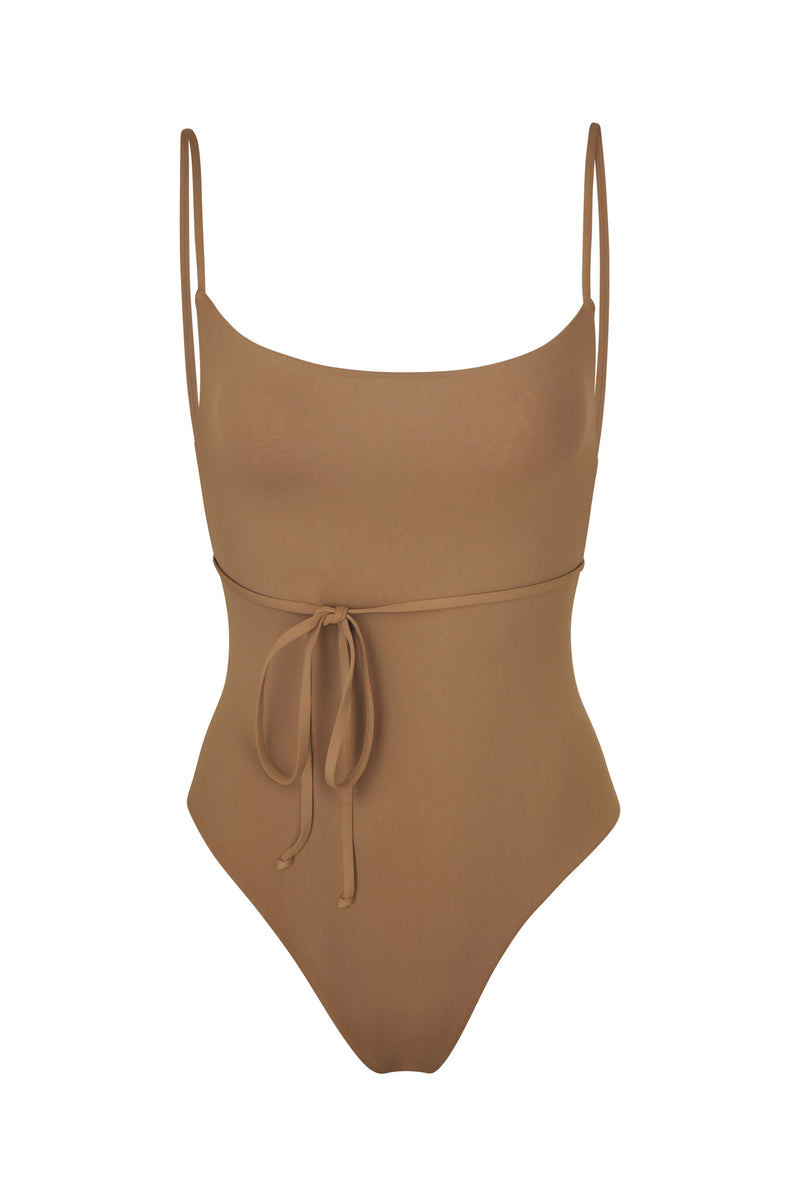 K.M. Tie One-Piece Sandstone on White Background