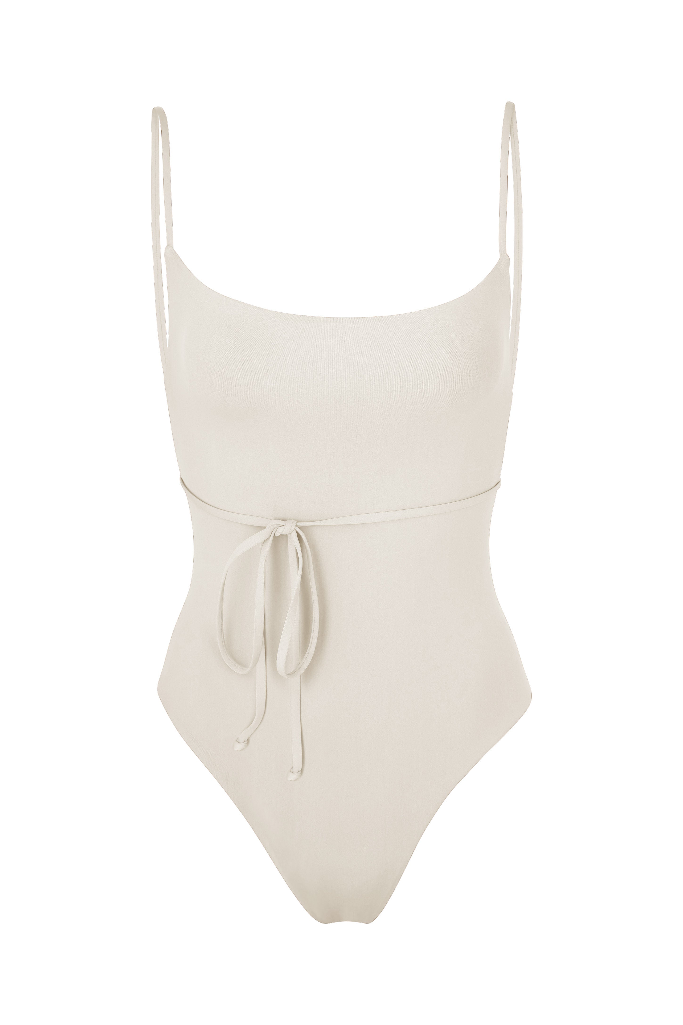 K.M. Tie One-Piece White on White Background