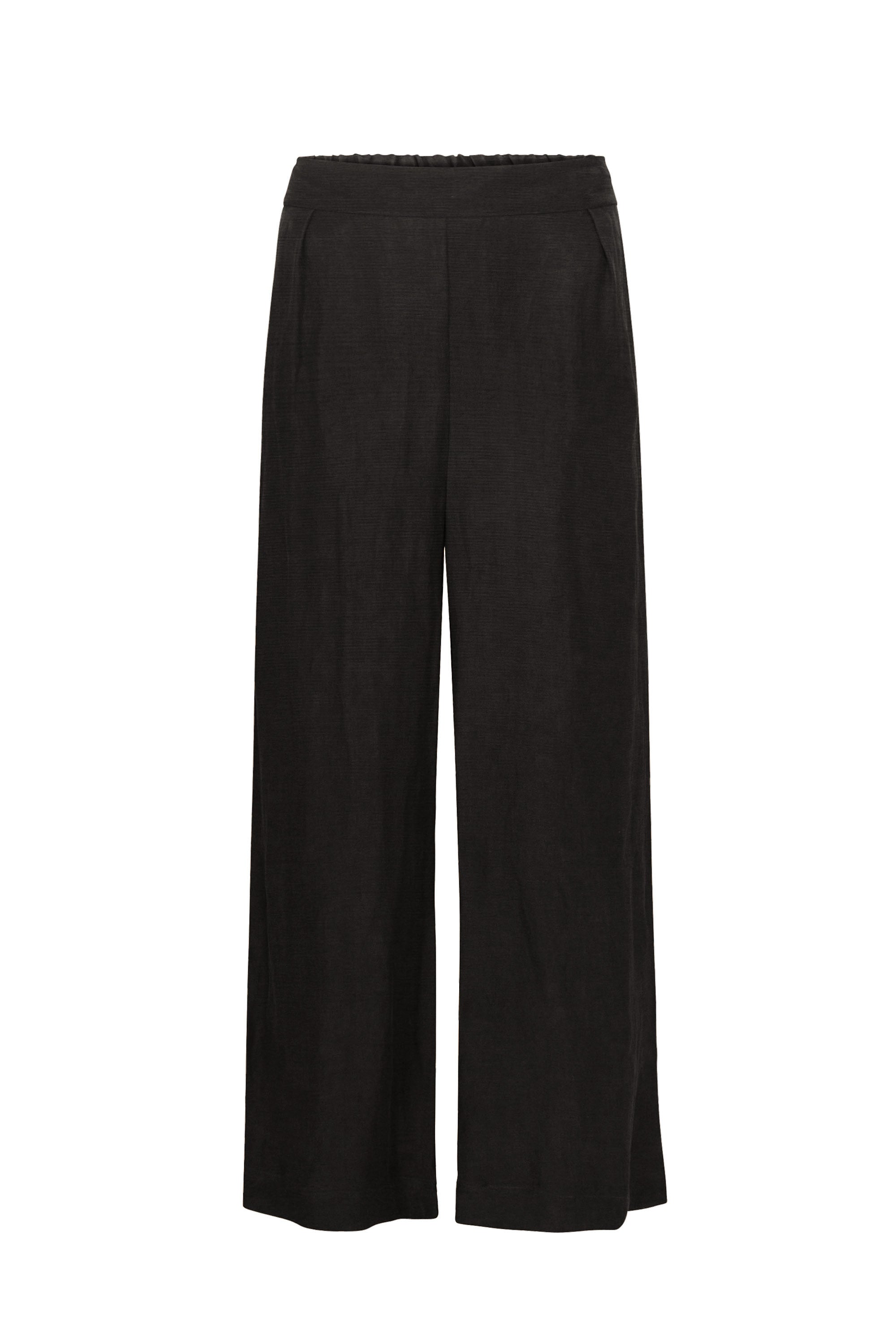 Keaton Wide Leg Pant in Linen Cupro Black on White Background