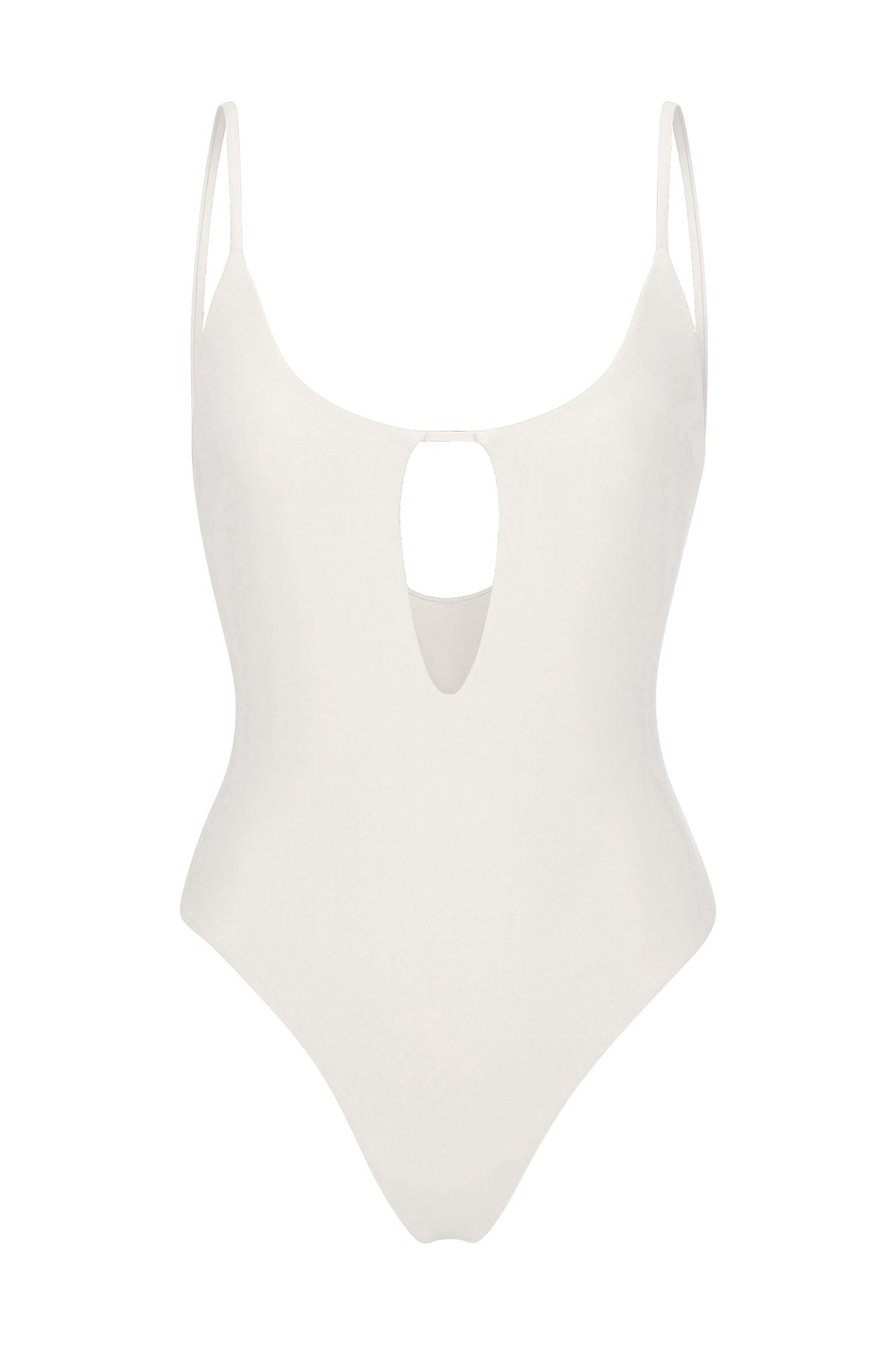 Keyhole One-Piece White on White Background