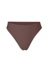 Midi High-Cut Bikini Bottom Moka on White Background