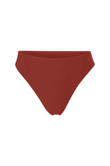 Midi High-Cut Bikini Bottom Umber on White Background