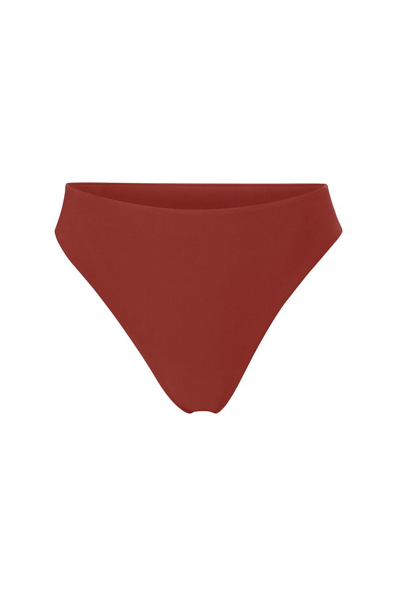 Midi High-Cut Bikini Bottom Umber on White Background