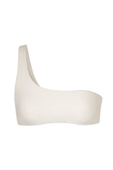 One-Shoulder Bikini Top Off-White on White Background