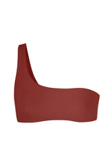 One-Shoulder Bikini Top Umber on White Background