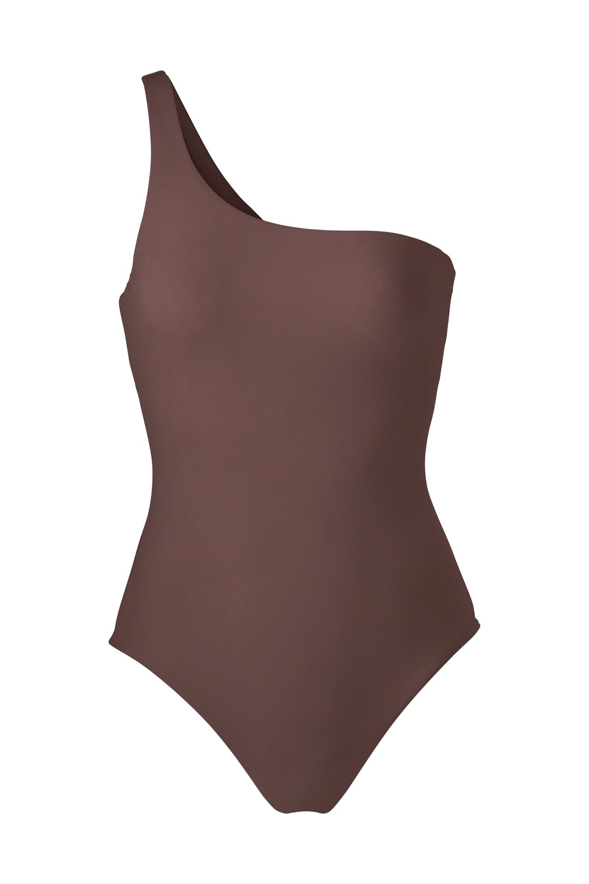 One-Shoulder One-Piece Moka on White Background