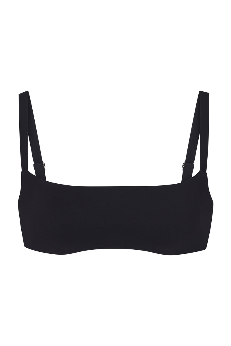 Square Neck Bikini Top Black on White Background