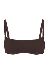Square Neck Bikini Top Espresso on White Background