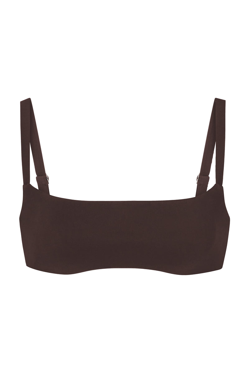 Square Neck Bikini Top Espresso on White Background