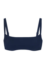 Square Neck Bikini Top Navy on White Background