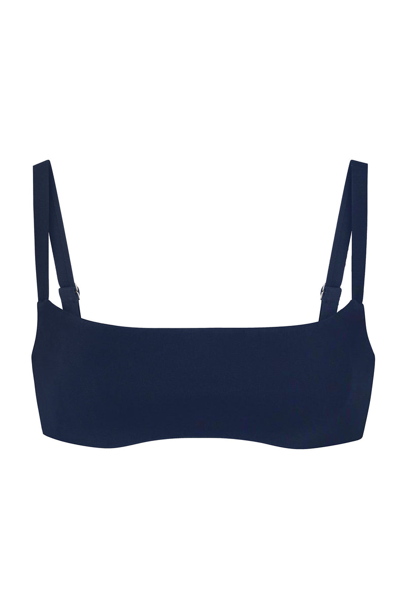 Square Neck Bikini Top Navy on White Background