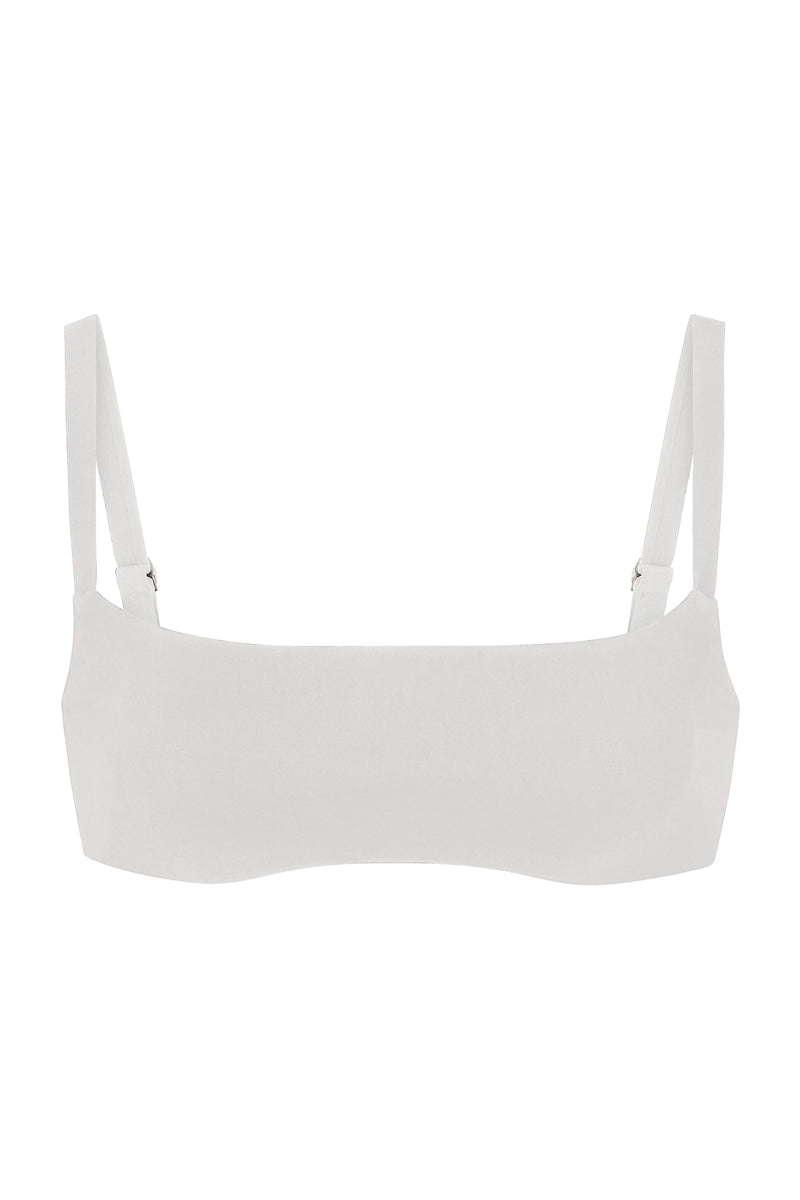 Square Neck Bikini Top Off-White on White Background