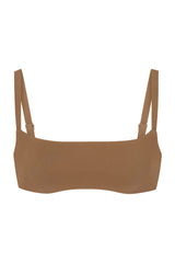 Square Neck Bikini Top Sandstone on White Background