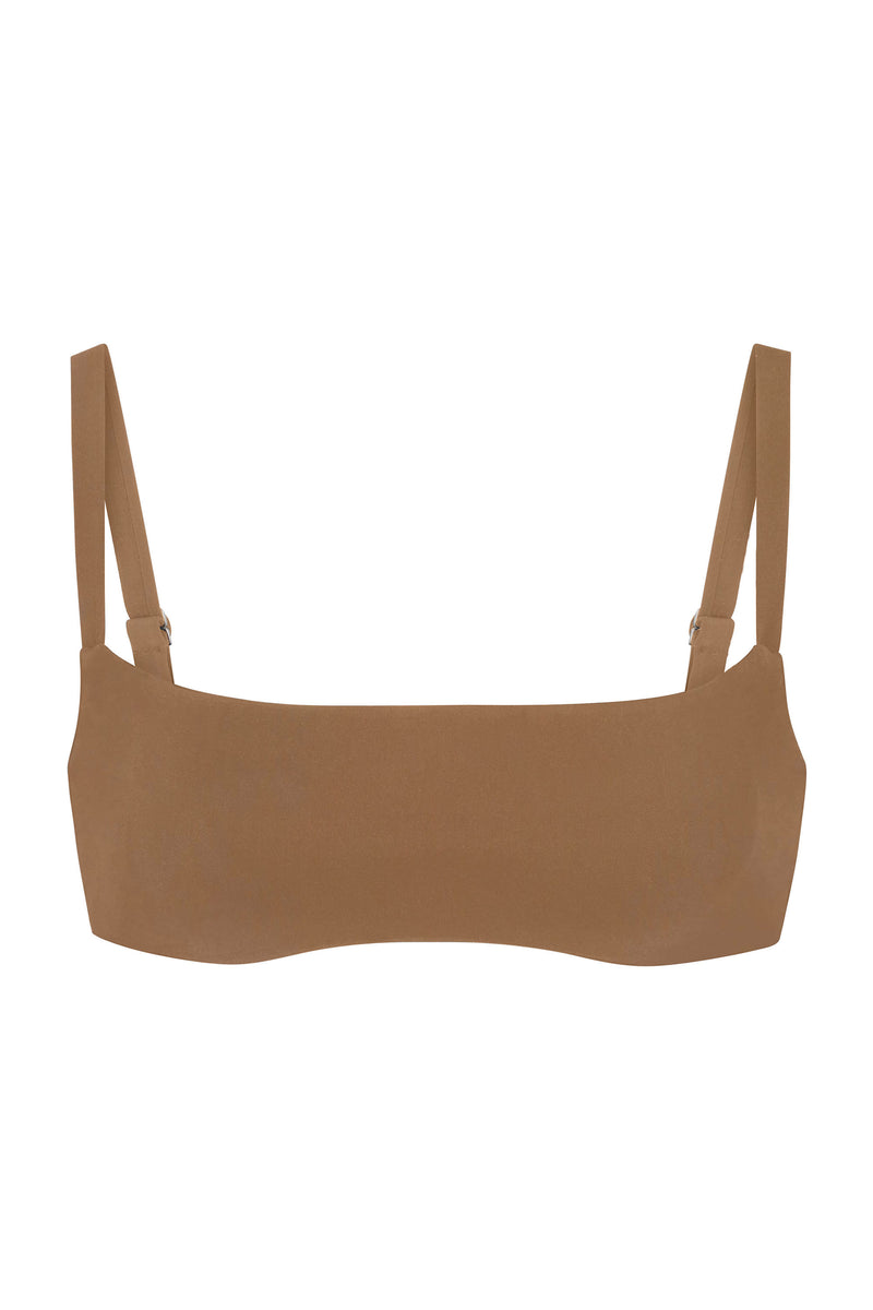 Square Neck Bikini Top Sandstone on White Background