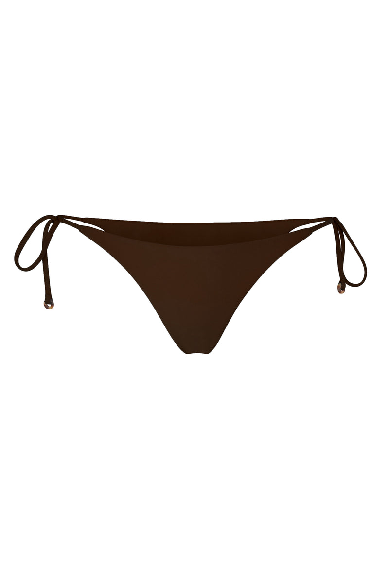 String Tie Bikini Bottom Espresso on White Background