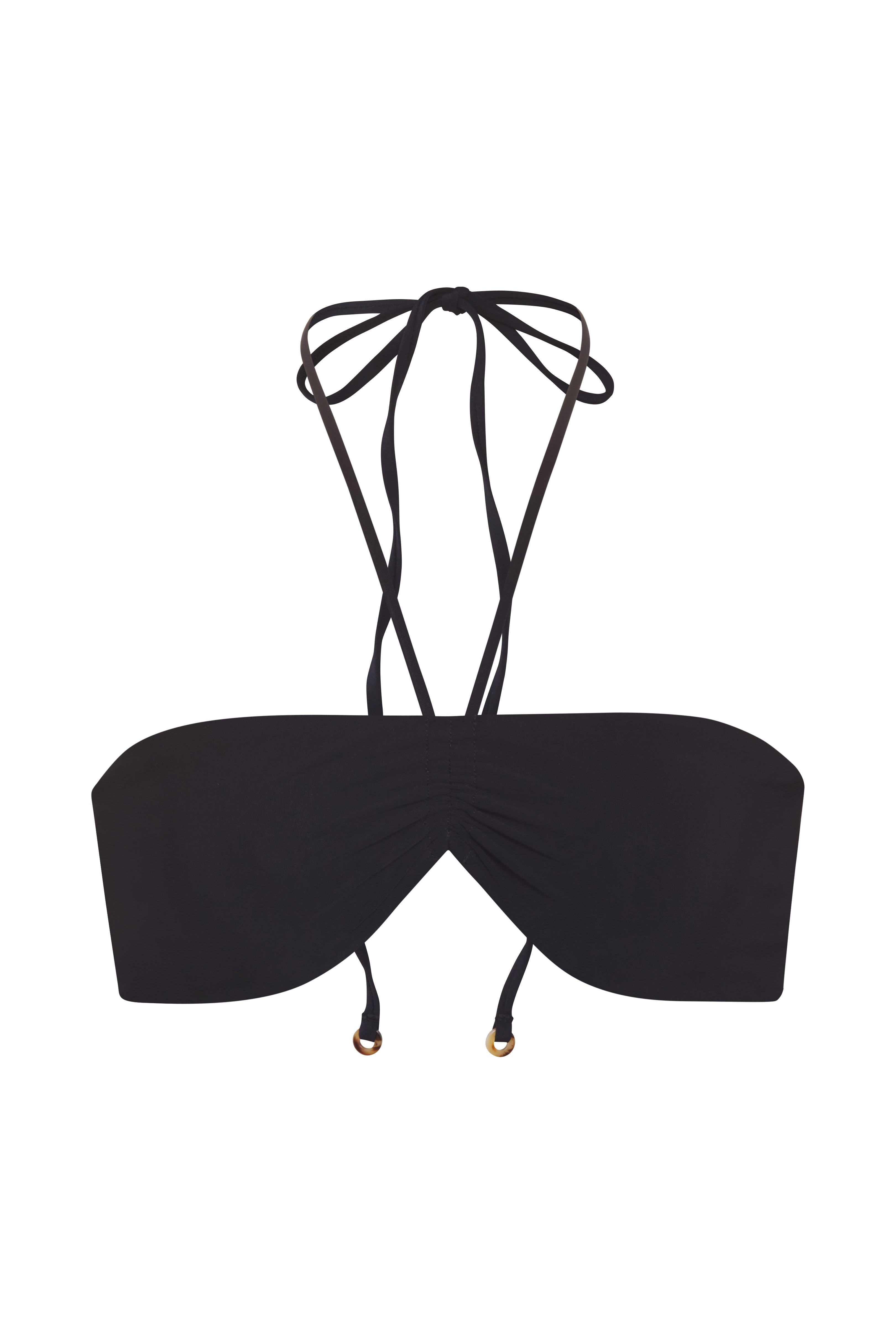 Sweetheart Halter Bikini Top Black on White Background