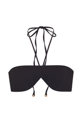 Sweetheart Halter Bikini Top Black on White Background
