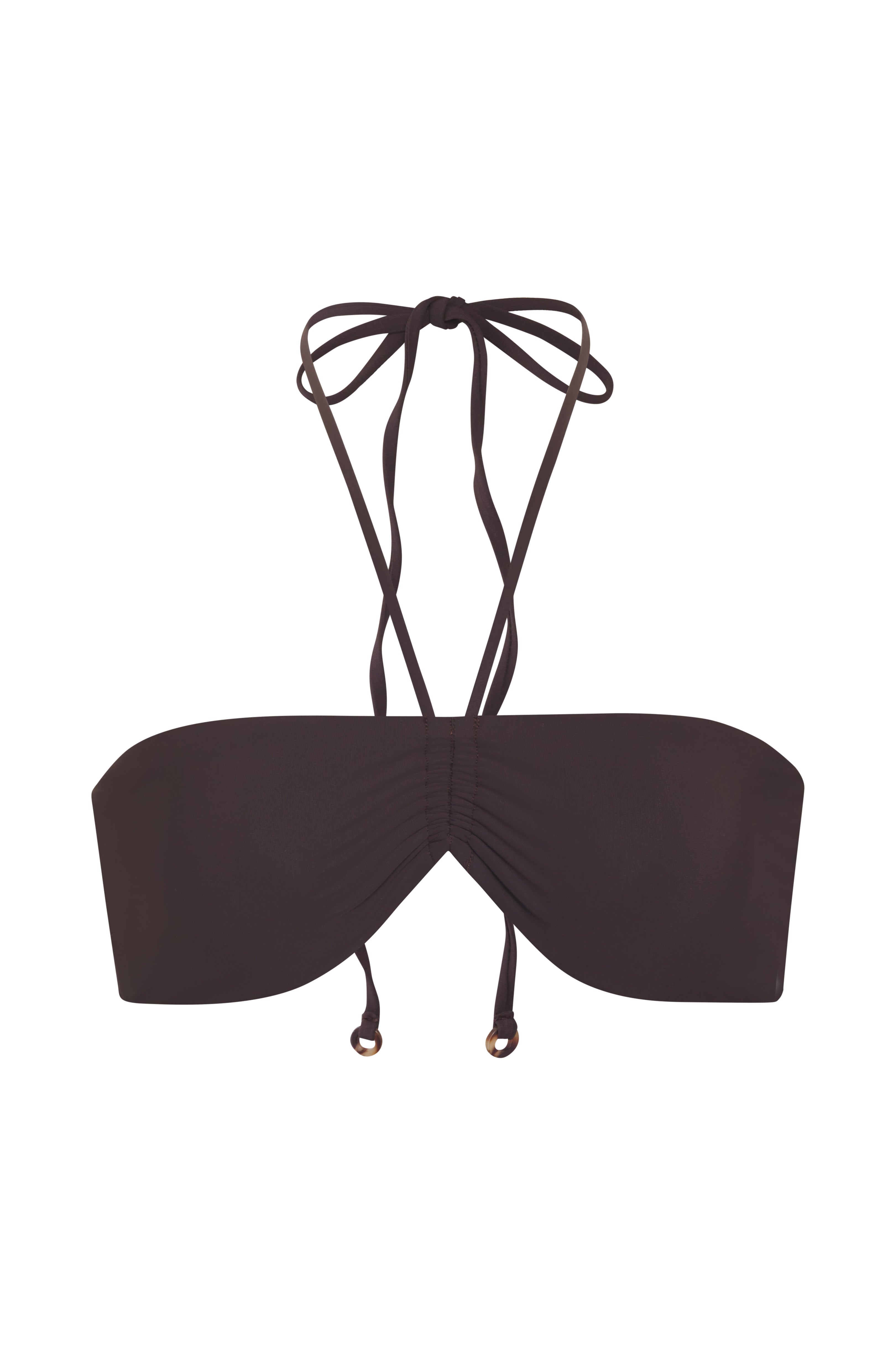 Sweetheart Halter Bikini Top Espresso on White Background