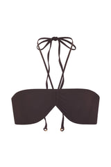 Sweetheart Halter Bikini Top Espresso on White Background