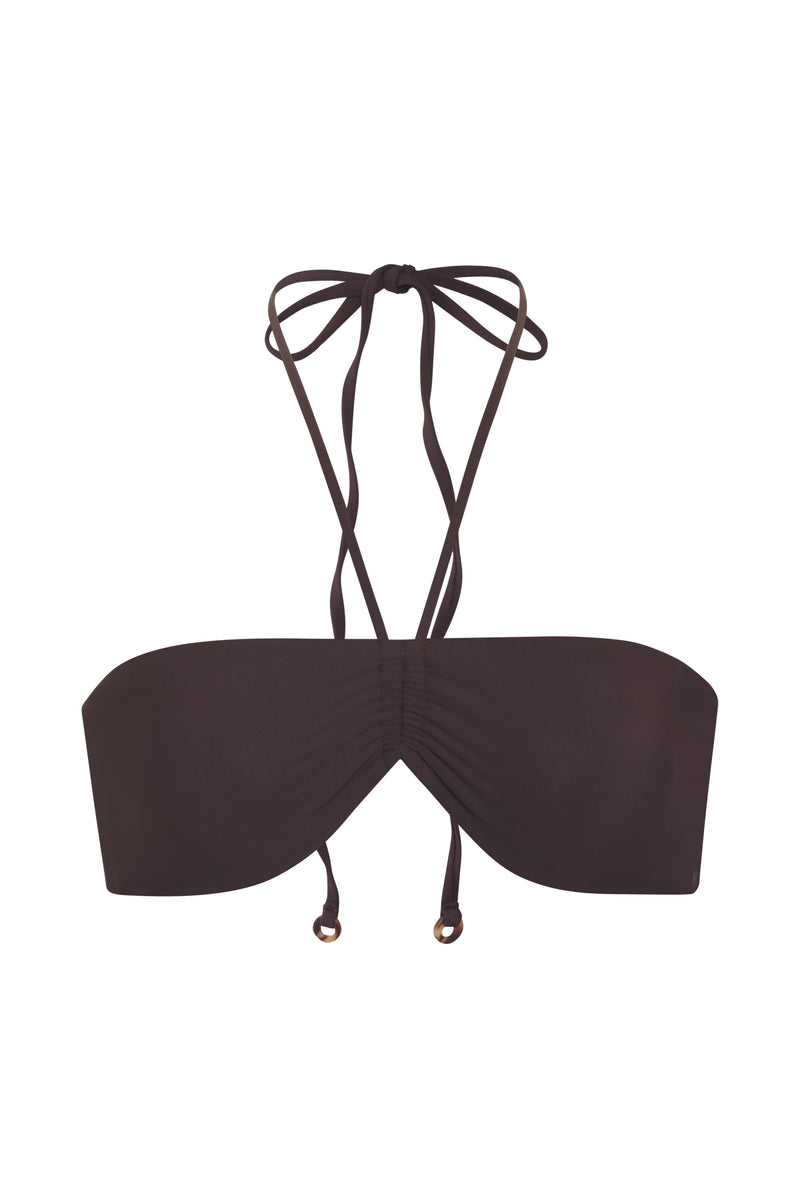 Sweetheart Halter Bikini Top Espresso on White Background