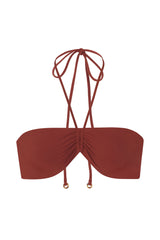 Sweetheart Halter Bikini Top Umber on White Background