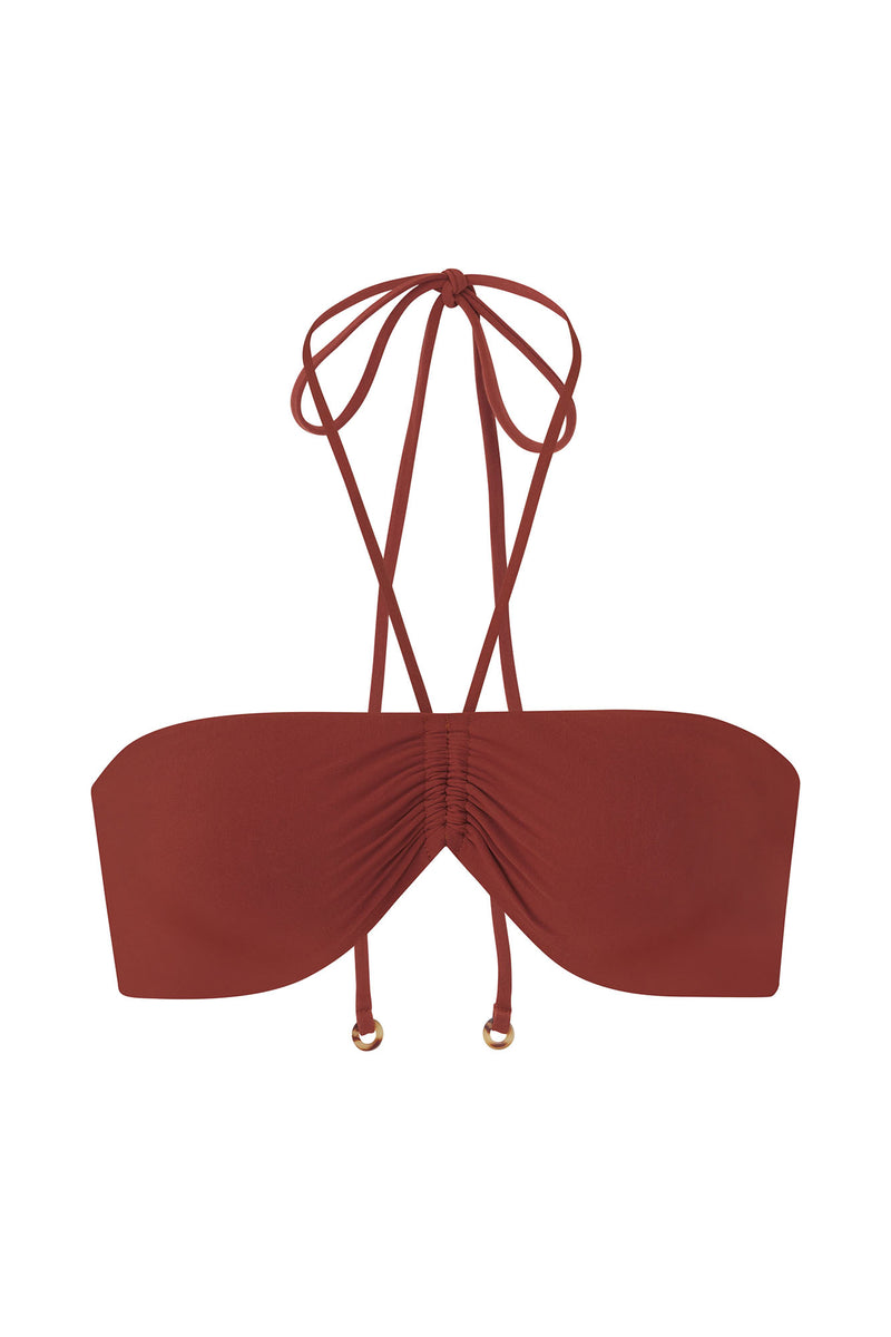Sweetheart Halter Bikini Top Umber on White Background