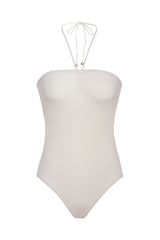 Sweetheart Halter One-Piece Off-White on White Background