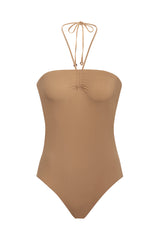 Sweetheart Halter One-Piece Sandstone on White Background