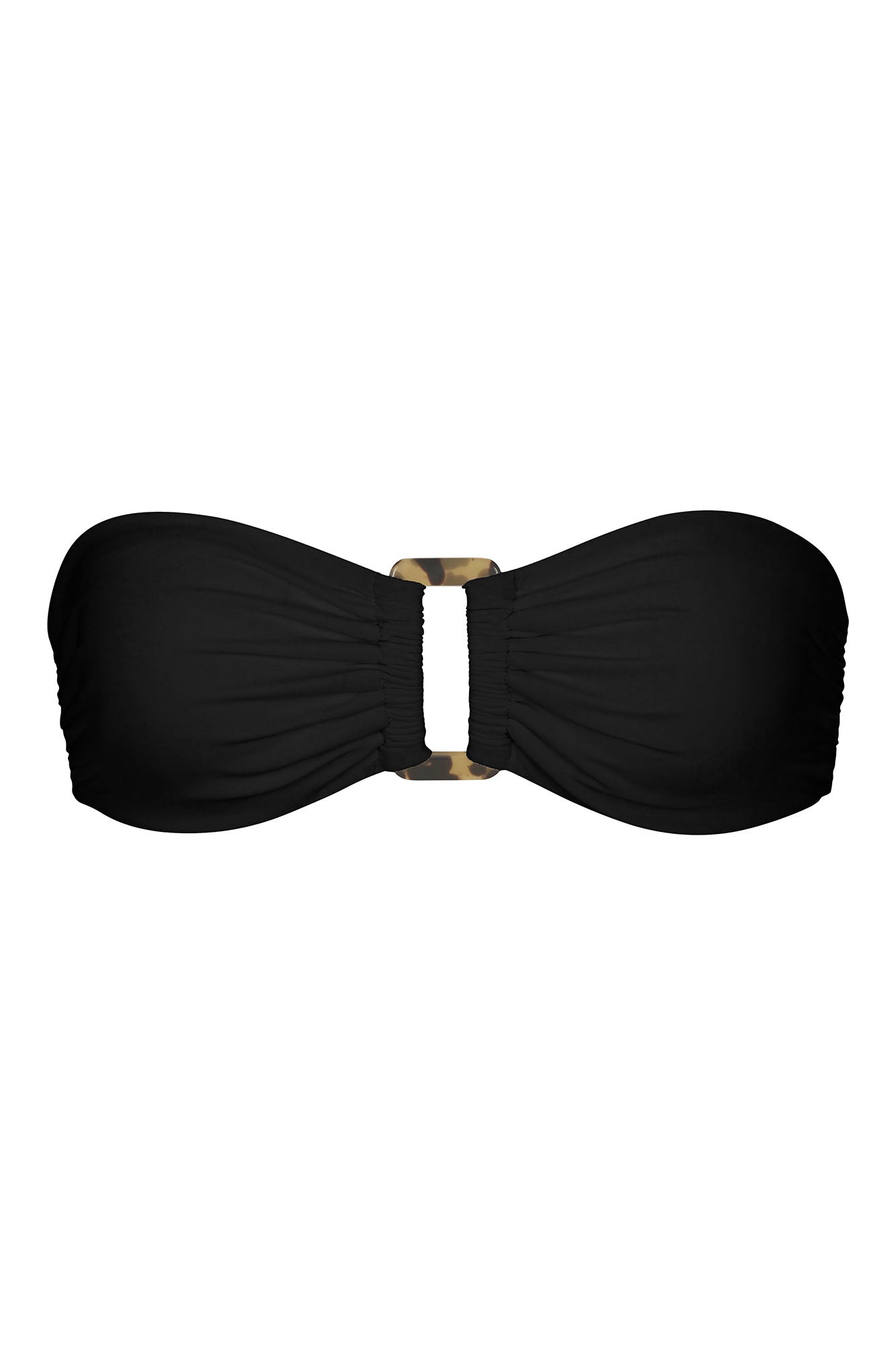 Tortoise Bandeau Bikini Top Black on White Background