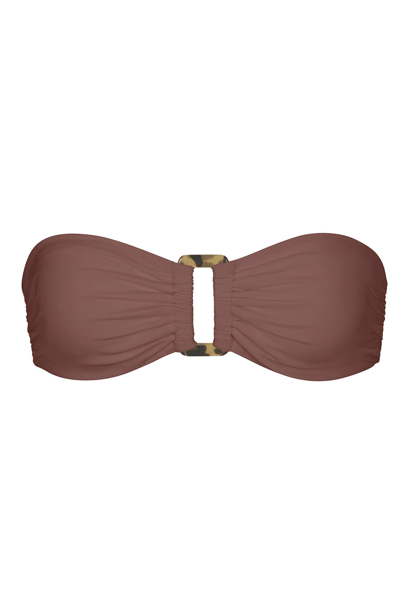 Tortoise Bandeau Bikini Top Moka on White Background