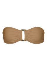Tortoise Bandeau Bikini Top Sandstone on White Background