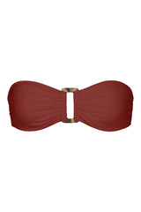 Tortoise Bandeau Bikini Top Umber on White Background