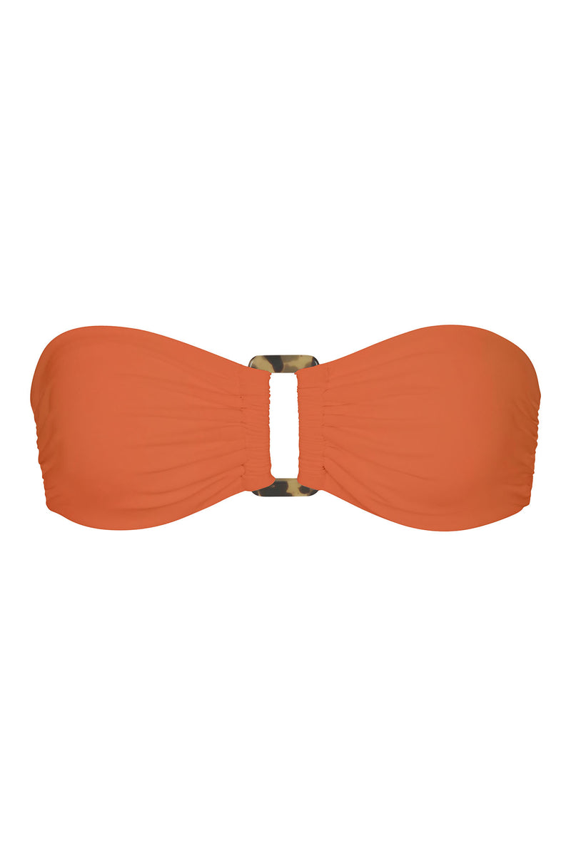 Tortoise Bandeau Bikini Top Vintage Orange on white background