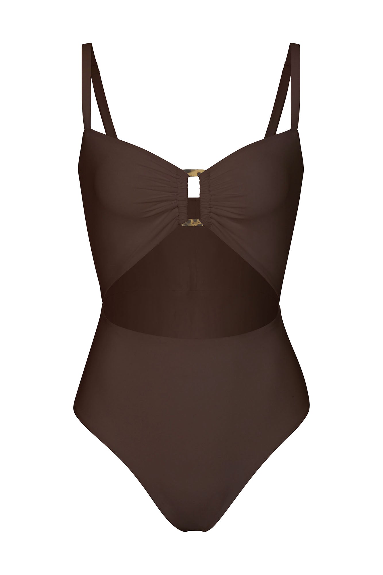 Tortoise Cutout One-Piece Espresso on White Background