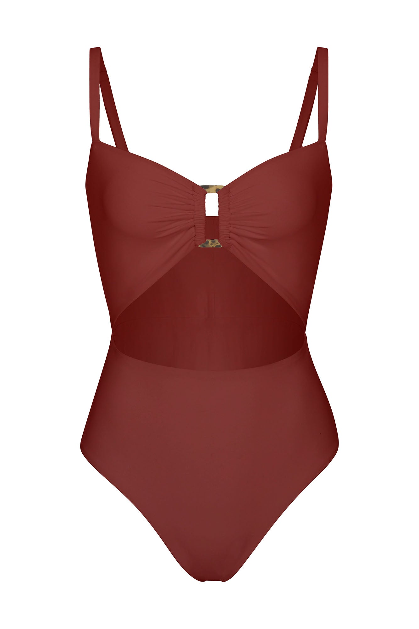 Tortoise Cutout One-Piece Umber on White Background