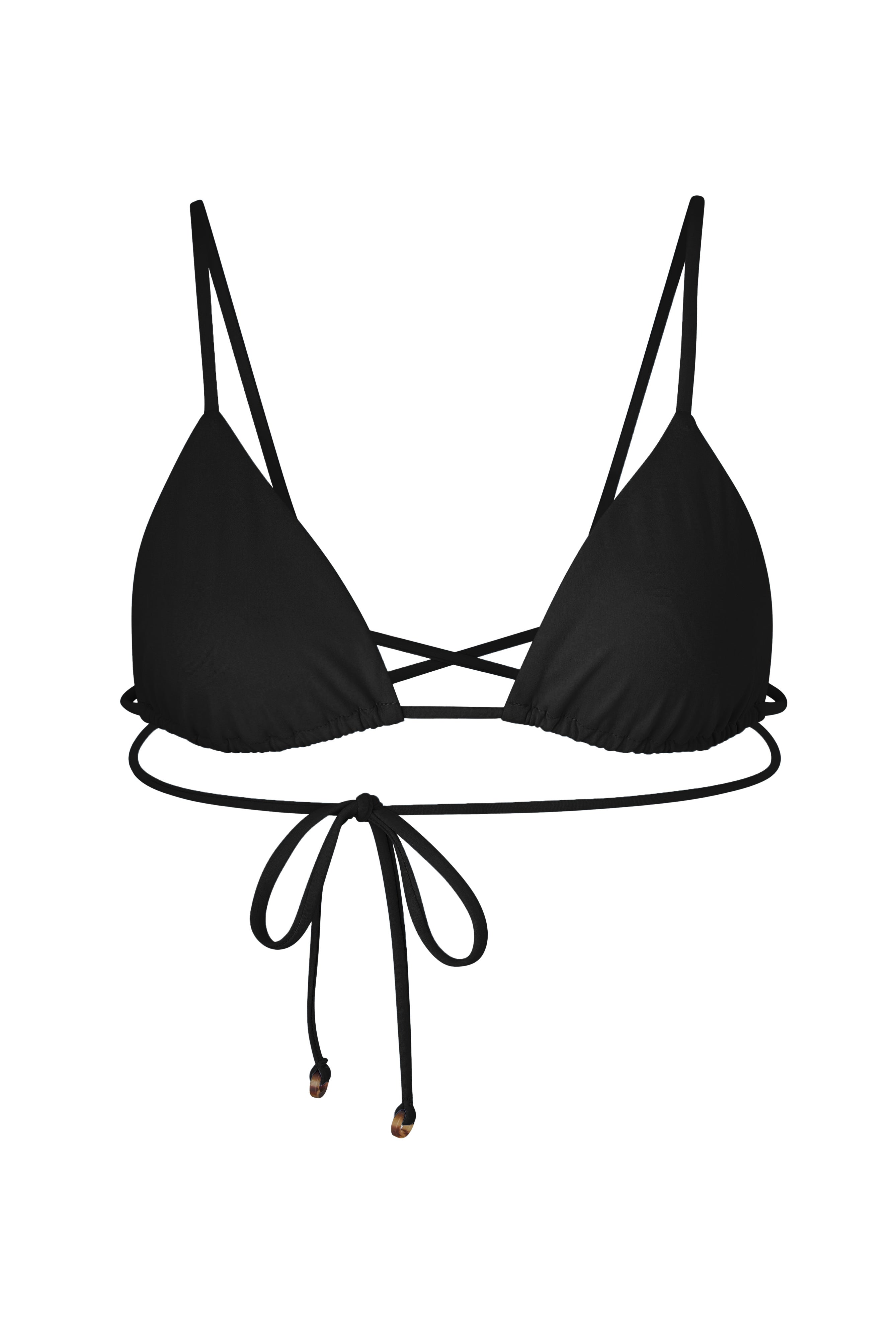 Wrap Triangle Bikini Top Black on White Background
