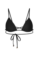 Wrap Triangle Bikini Top Black on White Background