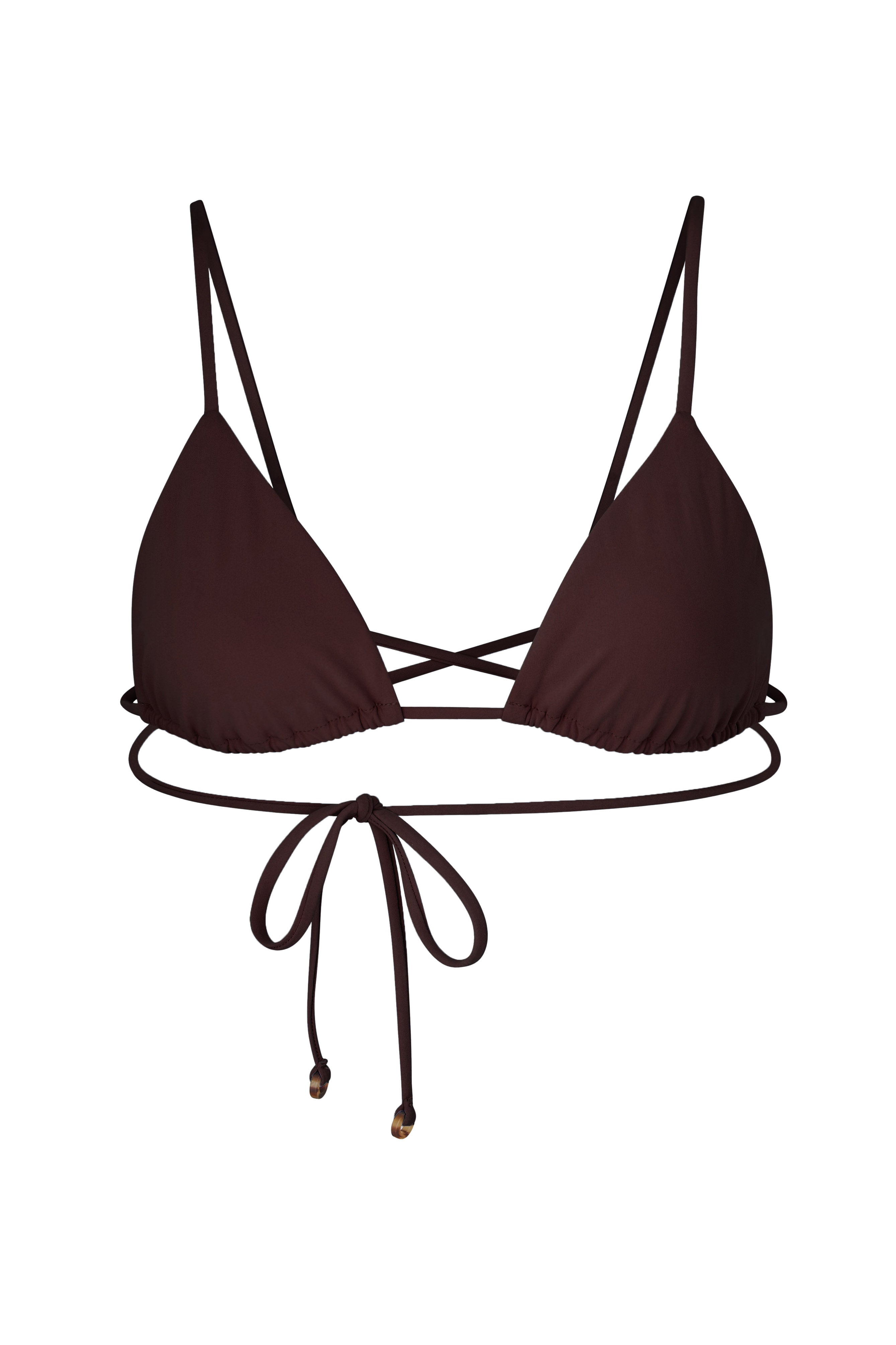 Wrap Triangle Bikini Top Espresso on White Background