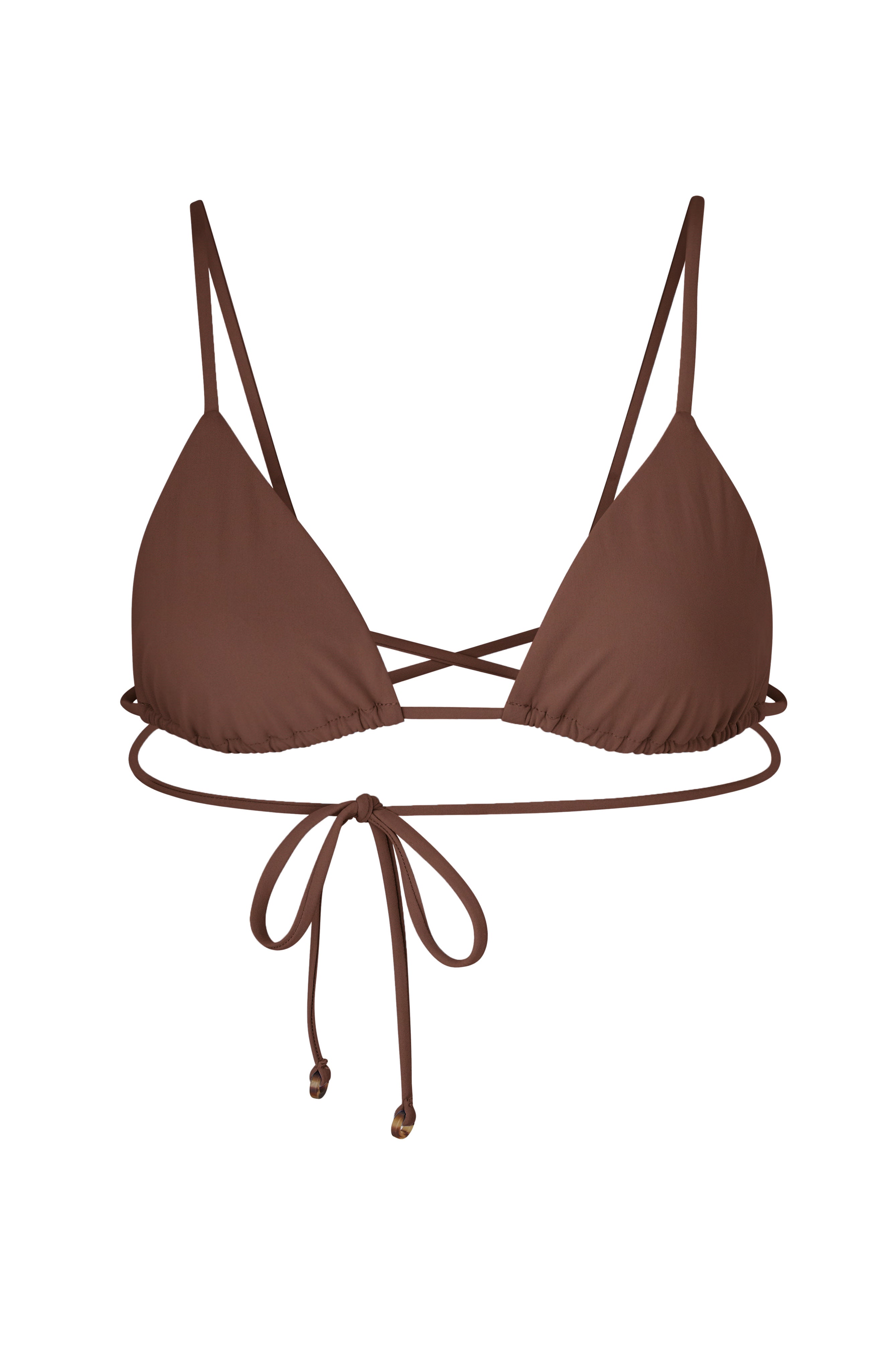 Wrap Triangle Bikini Top Moka on White Background
