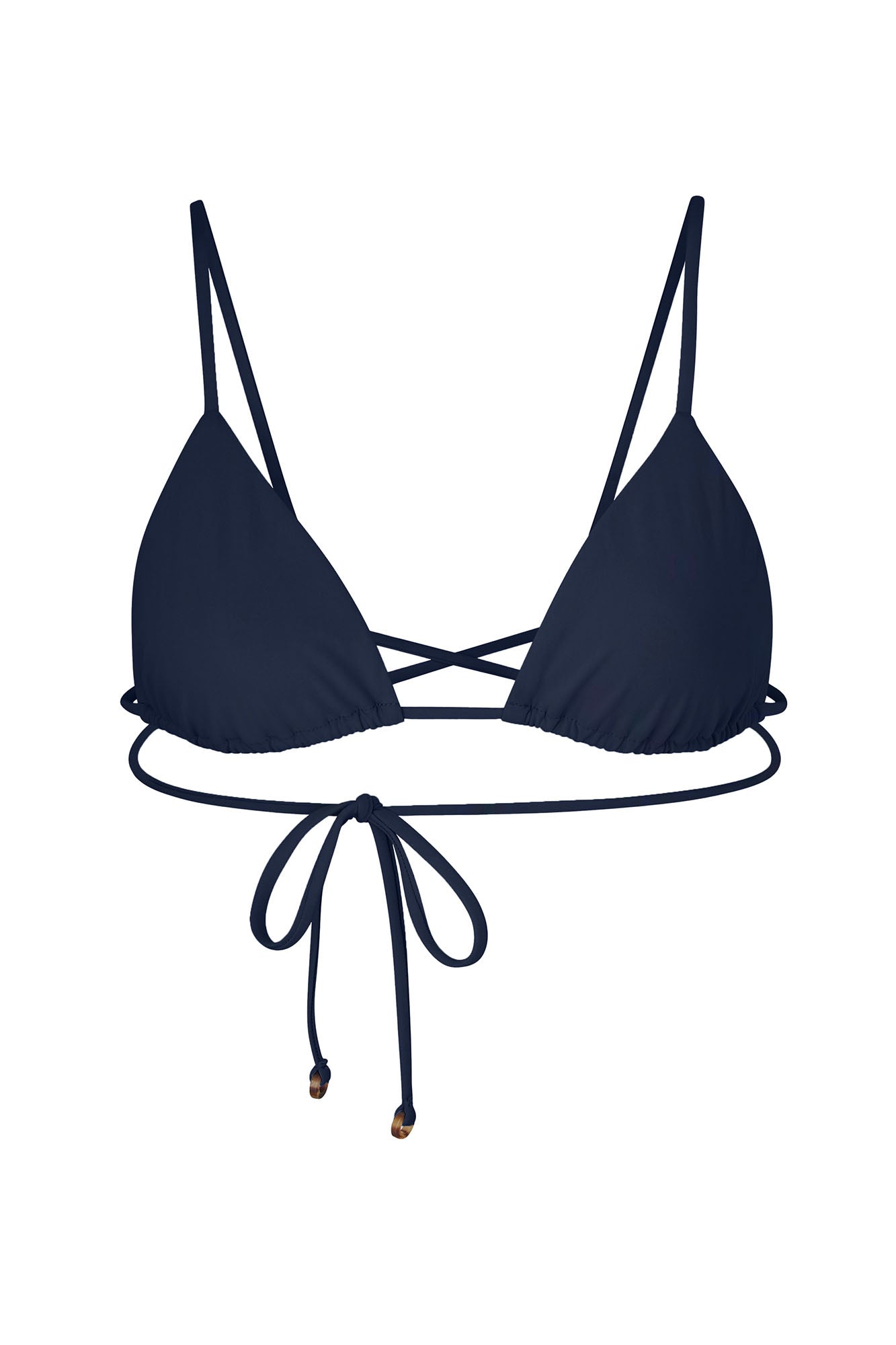 Wrap Triangle Bikini Top Navy on White Background